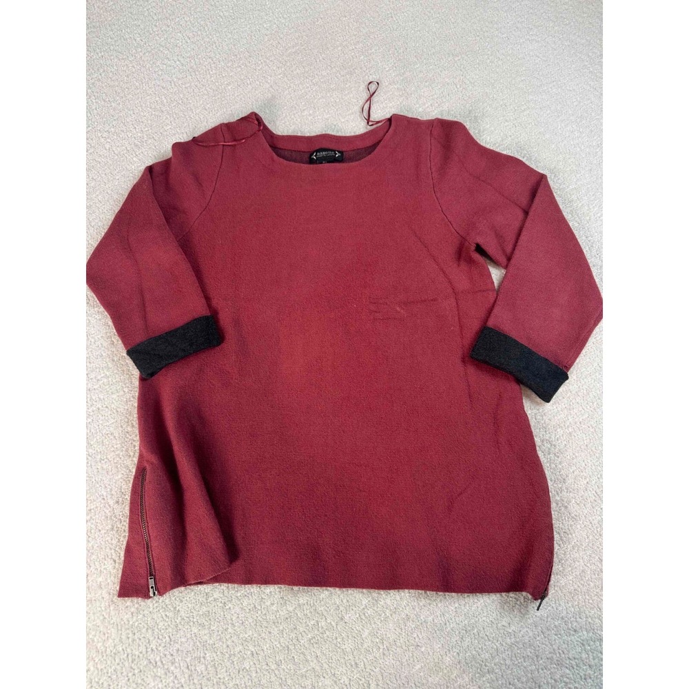 Nanette Lepore Womens Nylon Blend Side Zipper‎ Pullover Burgundy Sweater Large